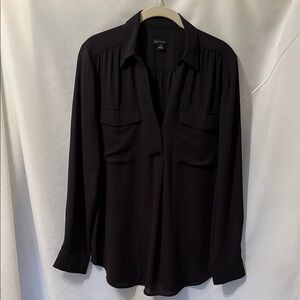 Ann Taylor Black Long Sleeve Button Down Shirt